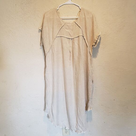 Umgee L High Low Dress Women’s Sz L Gauzy Raw Hem Midi High Low Shift Pockets - Picture 3 of 9